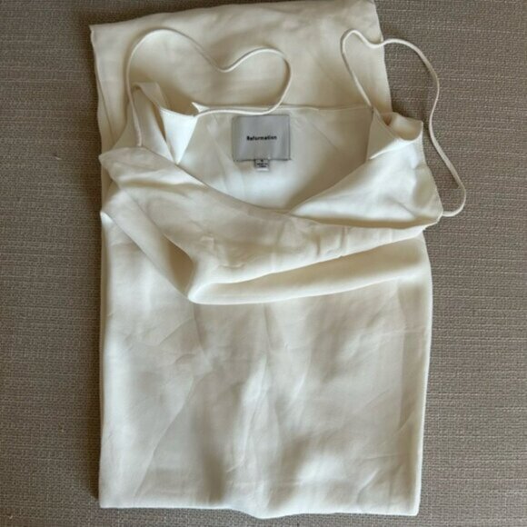 NWT Reformation Suki Midi Dress Sz4 Fior Di Latte Cream - Picture 6 of 9